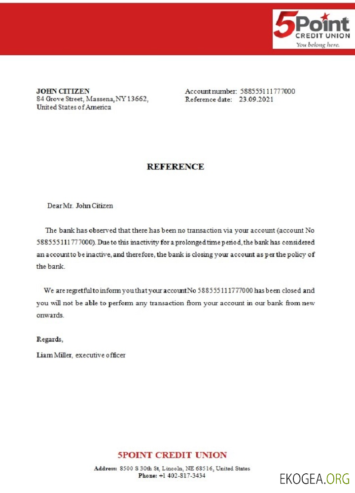 Référence USA , 5Point Bank , closure